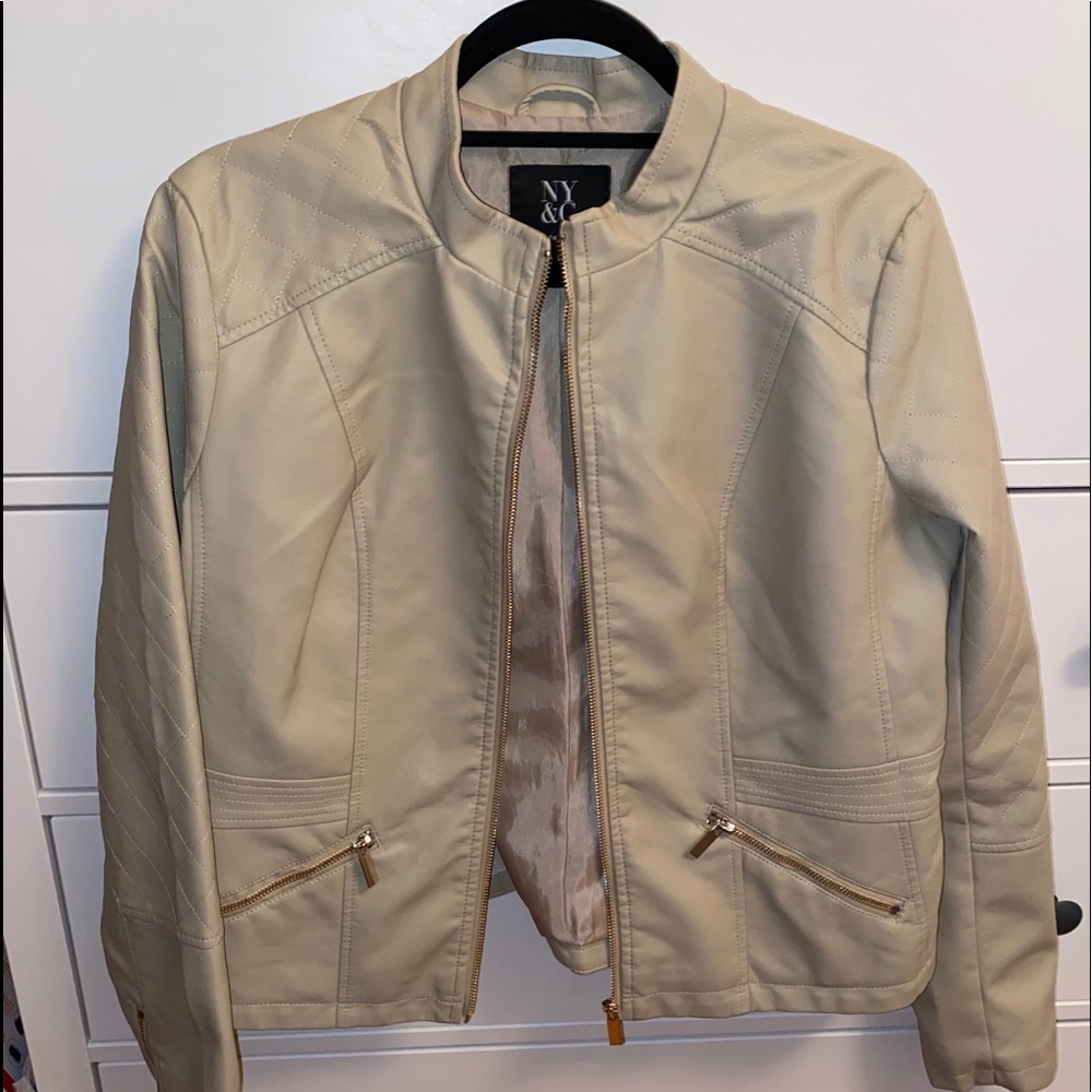 Women’s beige faux leather jacket